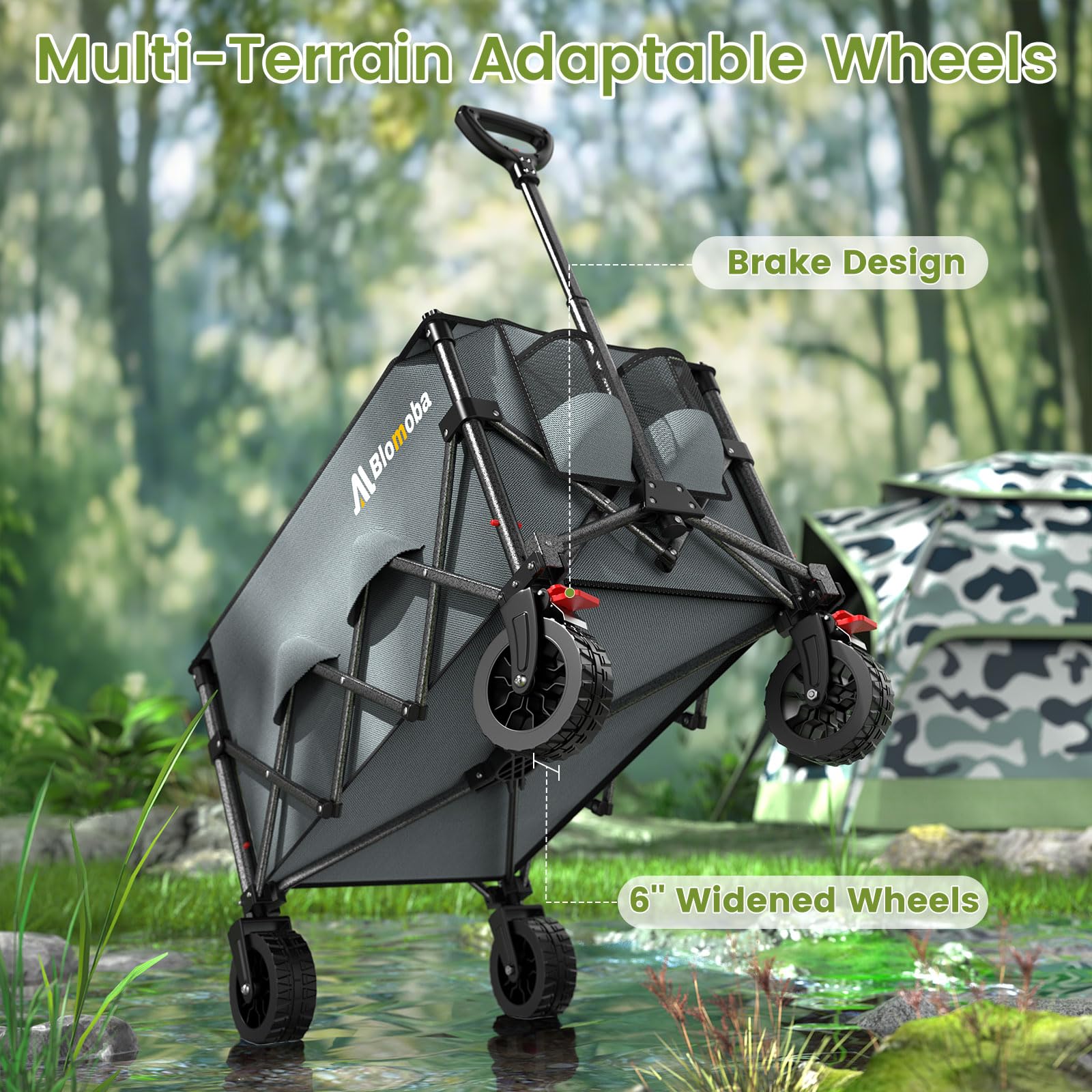 Blomoba wagon cupholders and rear pocket offering organized access to small items