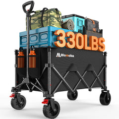 Blomoba wagon front view showing sturdy frame and roomy interior for easy hauling