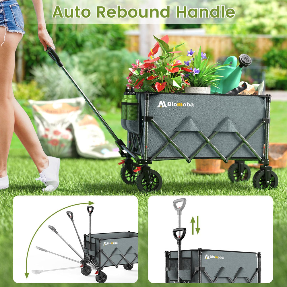 Blomoba wagon loaded with camping gear highlighting heavy-duty carrying performance