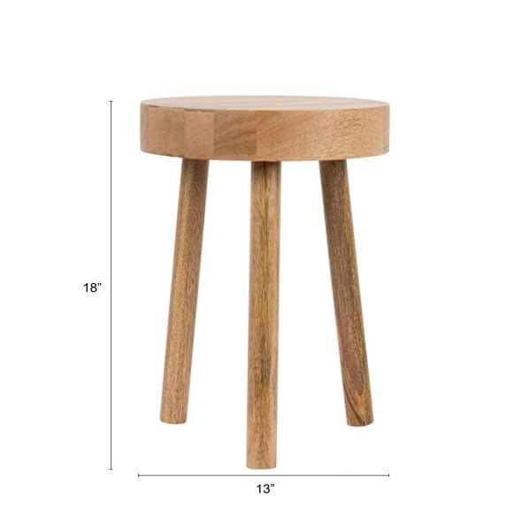 Bloomingville stool side profile highlighting three-legged stability benefit