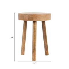 Bloomingville stool side profile highlighting three-legged stability benefit