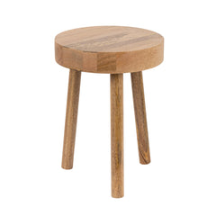 Bloomingville stool front view showing natural mango wood and sturdy seat