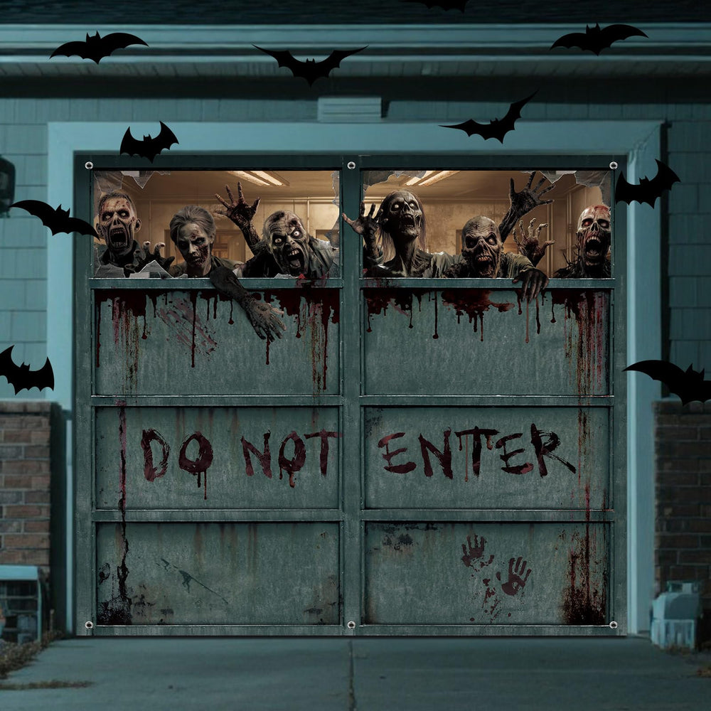 Blosssound front garage display showing full "Do Not Enter" horror scene