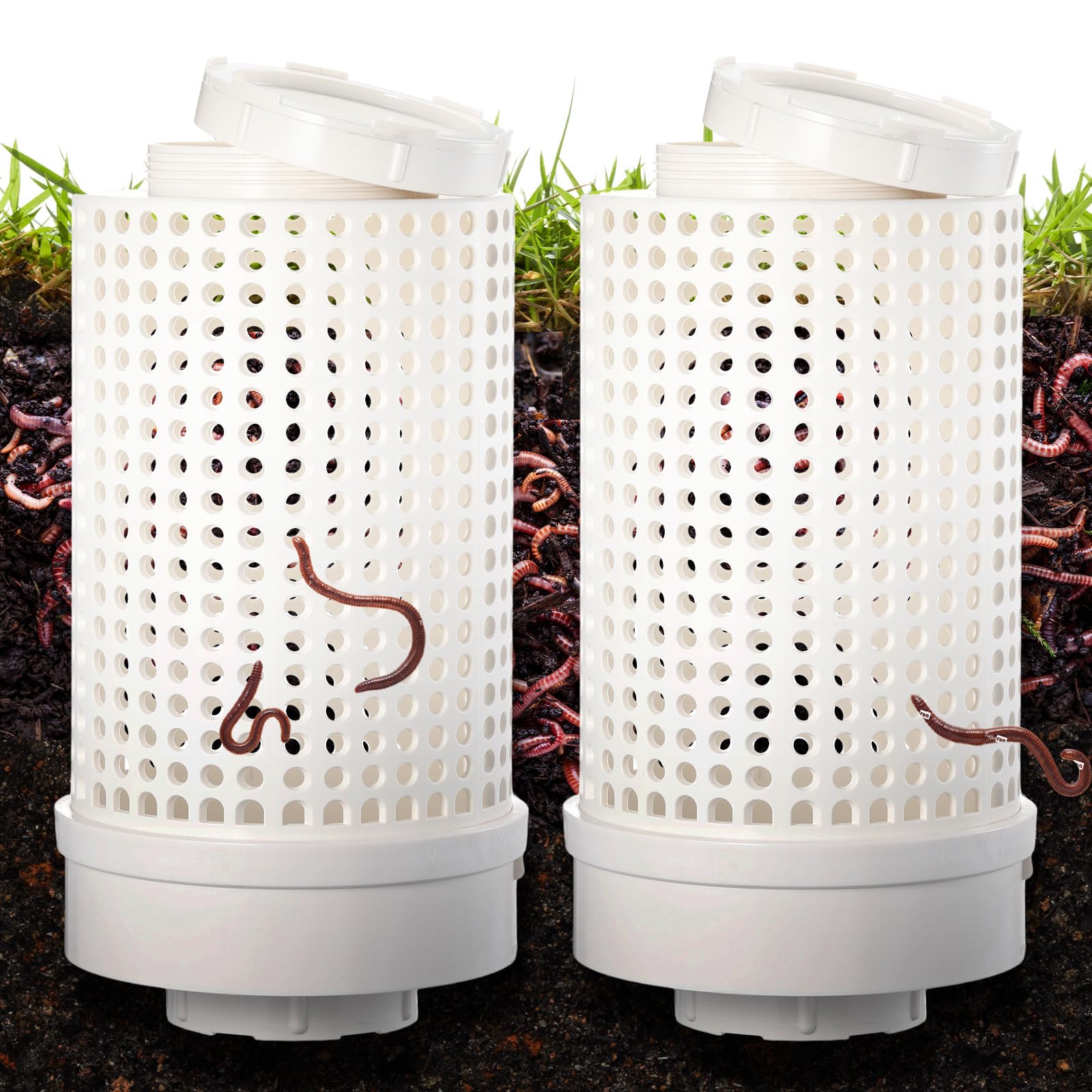 Blosssound compact twin compost bins front view showing space-saving benefit