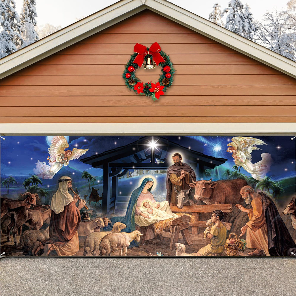 Blosssound full banner on garage showing nativity and curb appeal