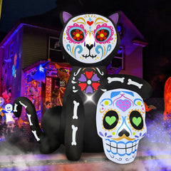 BLOWOUT FUN illuminated cat at night creating spooky curbside glow