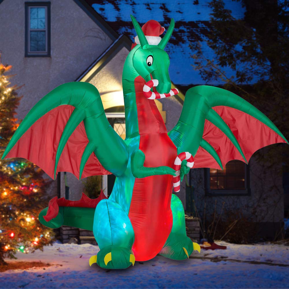 BLOWOUT FUN dragon in a front yard setting creating festive atmosphere and photo-ready curb appeal