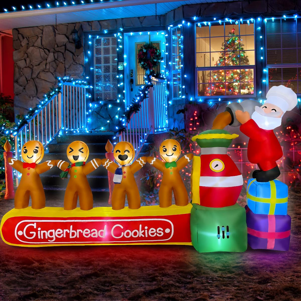 BLOWOUT FUN lit at night creating bright, eye-catching holiday glow