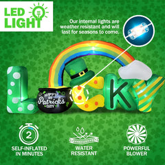 BLOWOUT FUN illuminated inflatable at night creating bright visible yard decoration