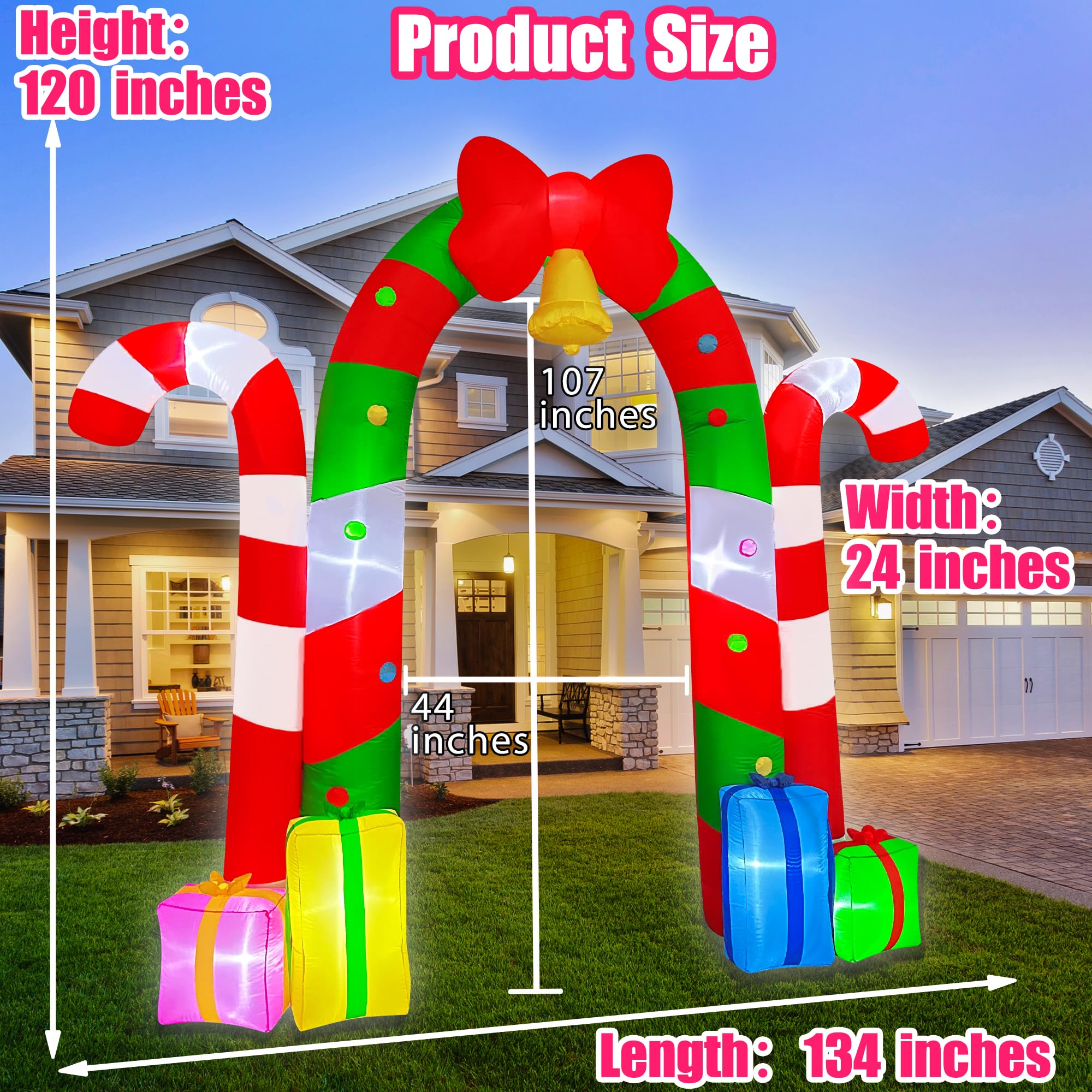 BLOWOUT FUN lifestyle yard display with family enjoying festive entrance ambience