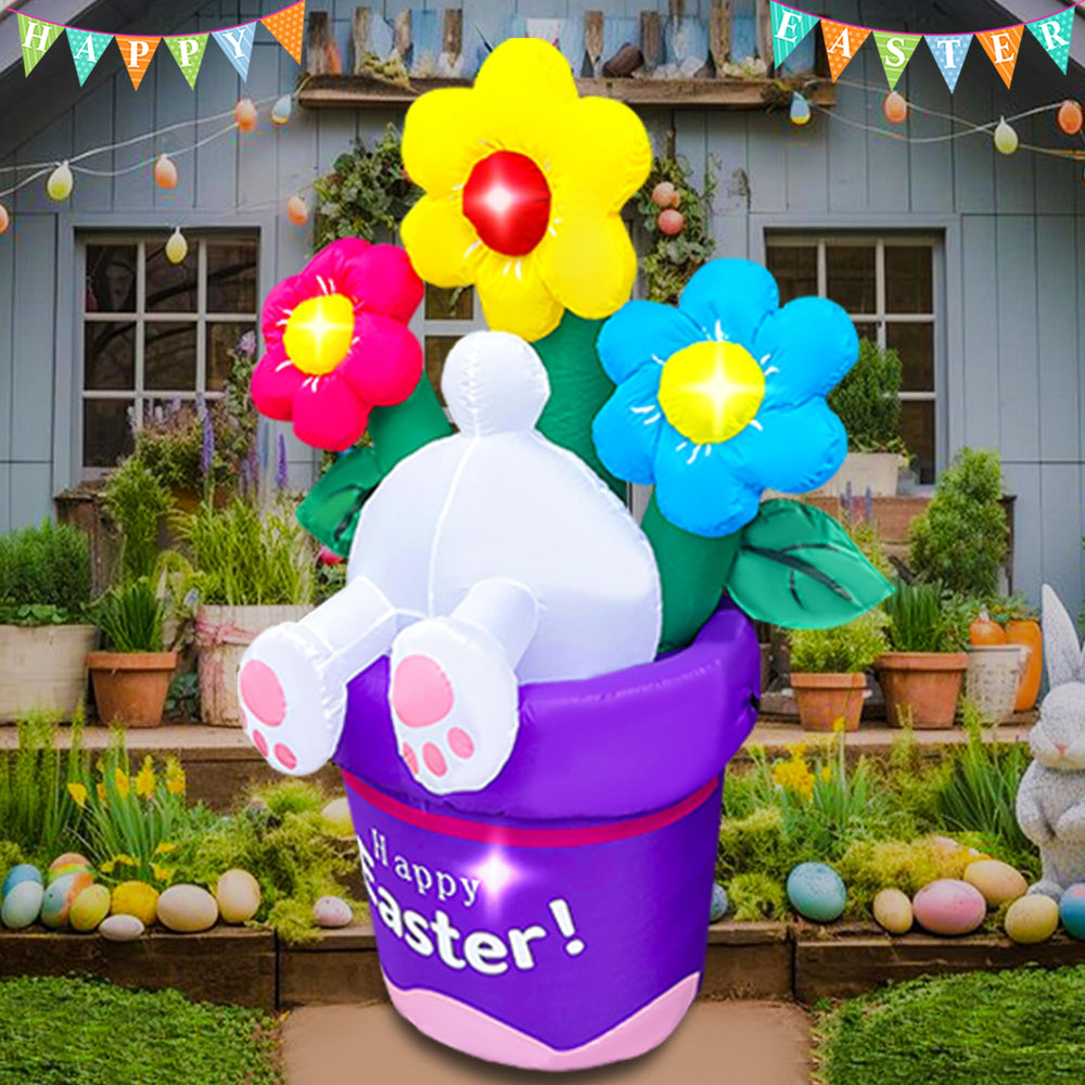 BLOWOUT FUN illuminated at night in yard creating inviting evening glow