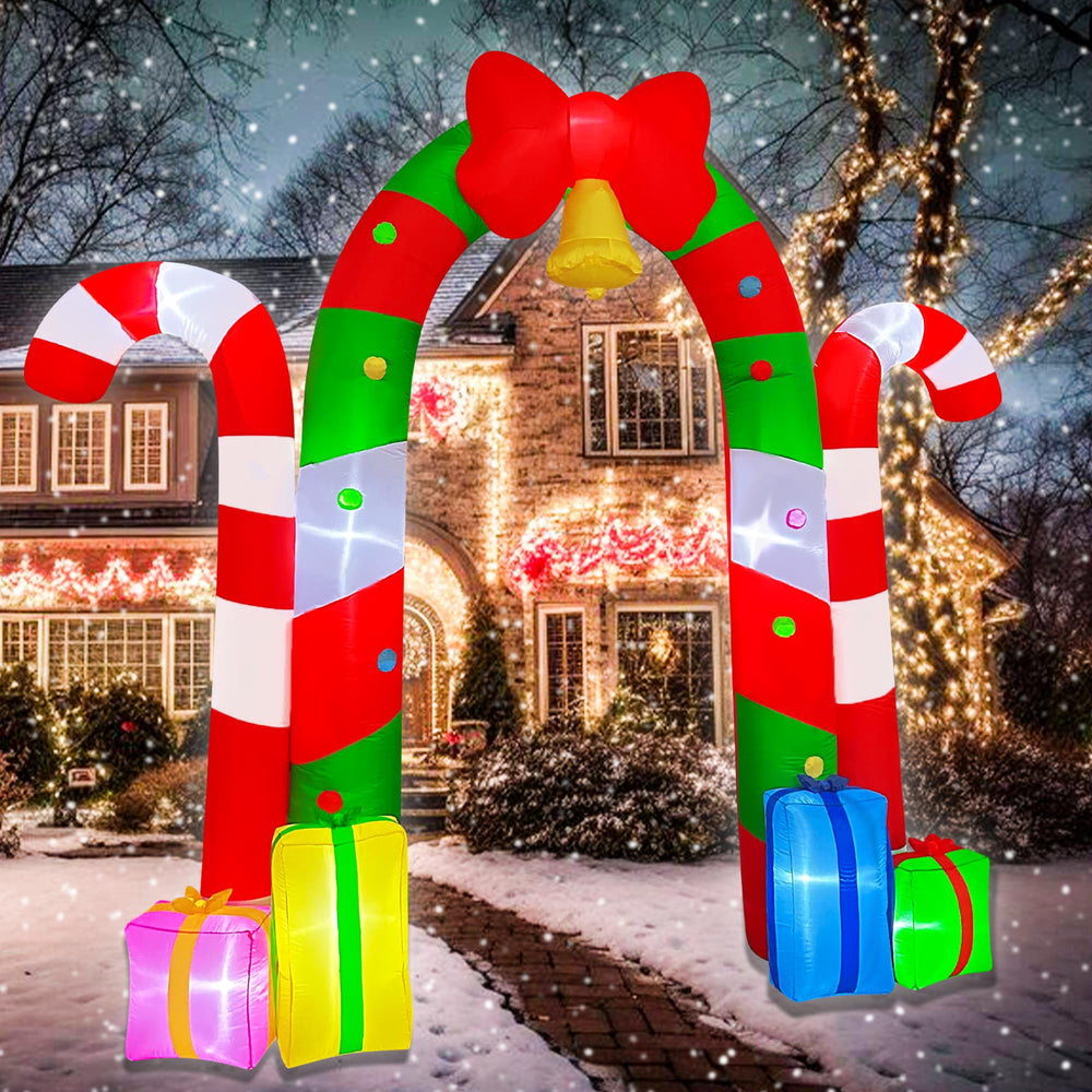 BLOWOUT FUN nighttime lit display glowing brightly for evening holiday visibility