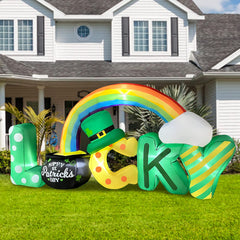 BLOWOUT FUN detailed view of the pot of gold and rainbow accent adding festive charm