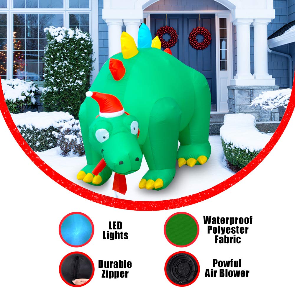 BLOWOUT FUN dino installed on lawn demonstrating quick setup and attraction