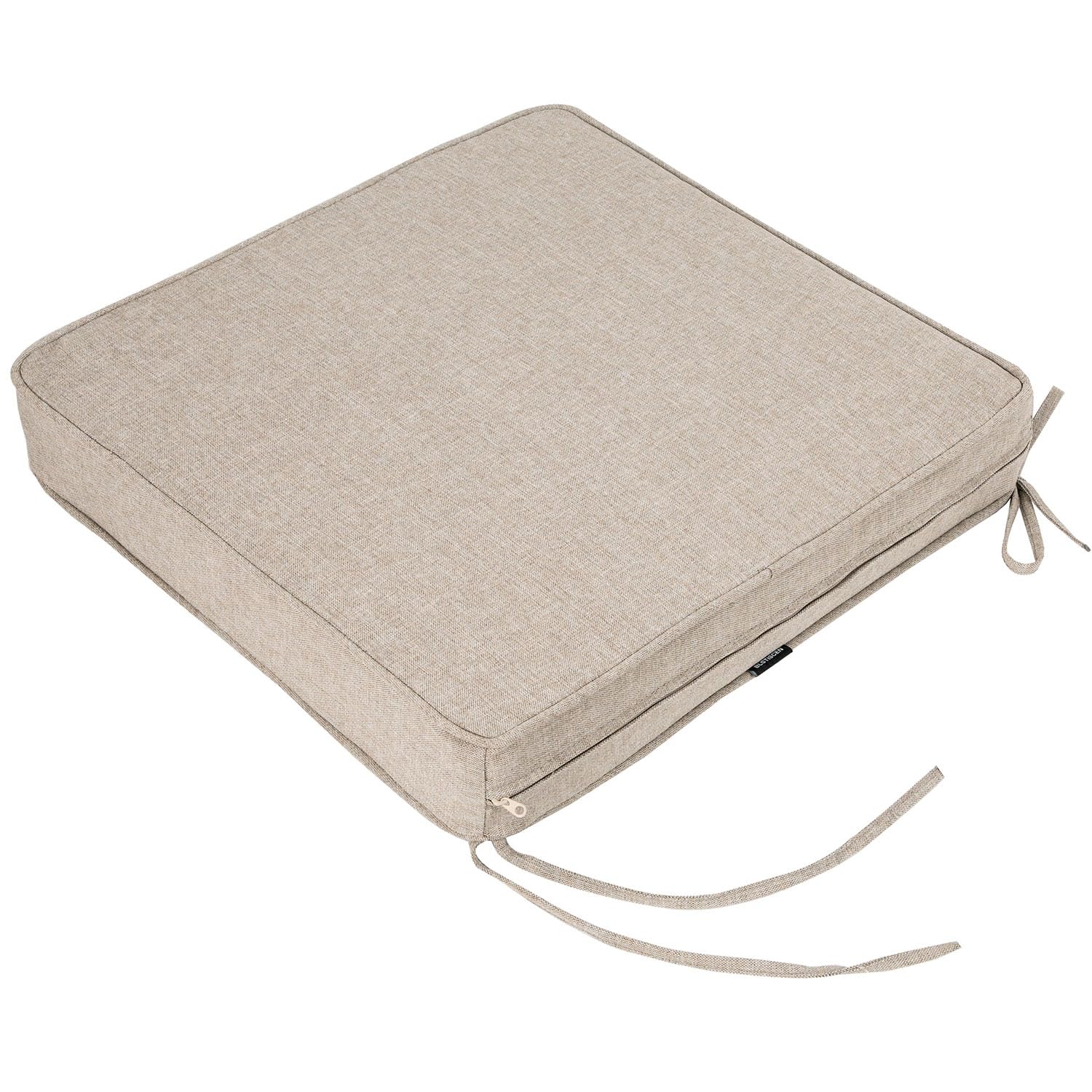 BLSTISCEN cushion placed on patio dining chair enhancing outdoor comfort