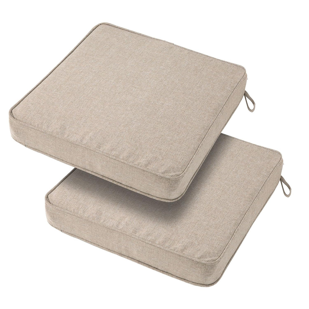 BLSTISCEN front view of two beige linen cushions offering comfortable seating