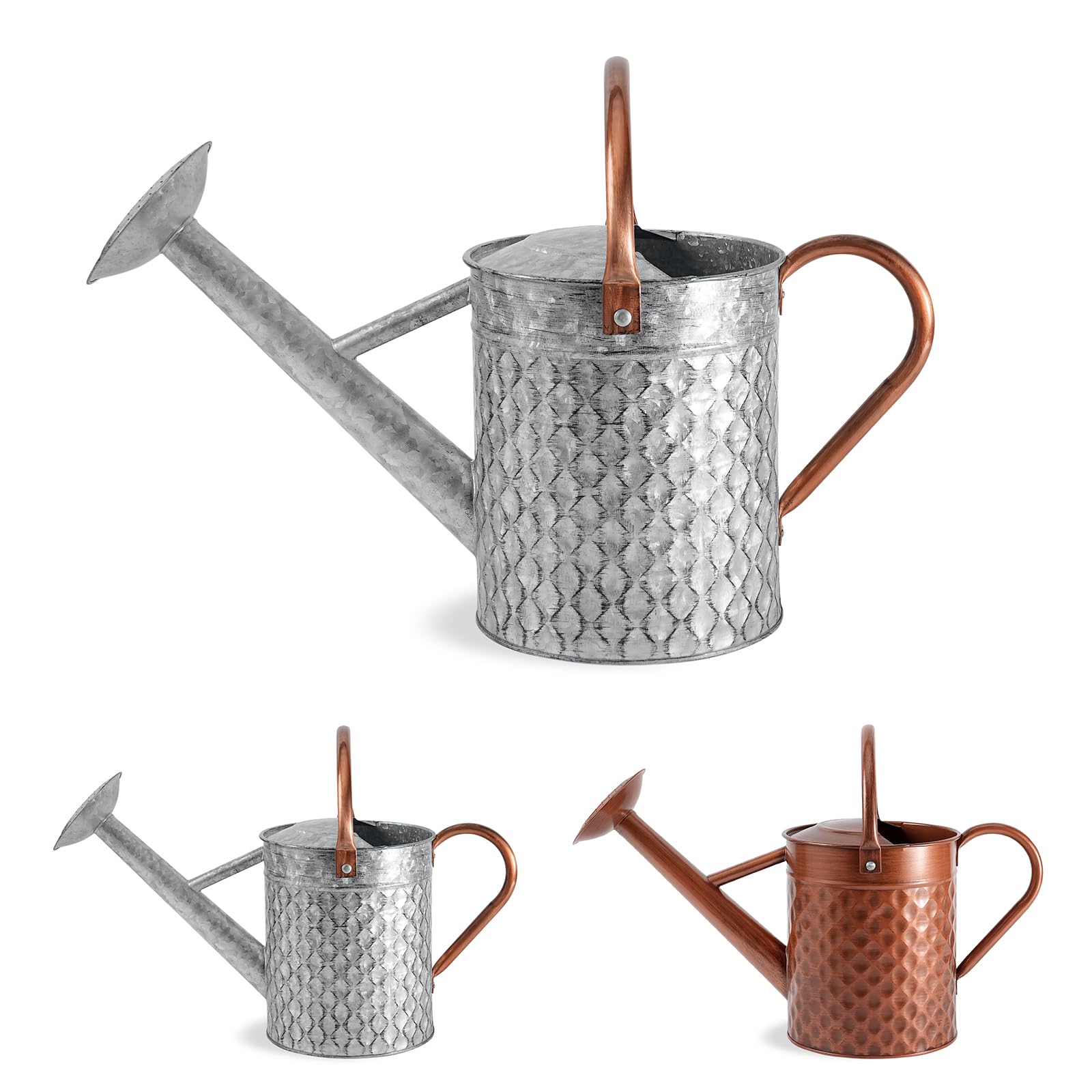 BLstyle front view of galvanized watering can showing elegant shape and durability