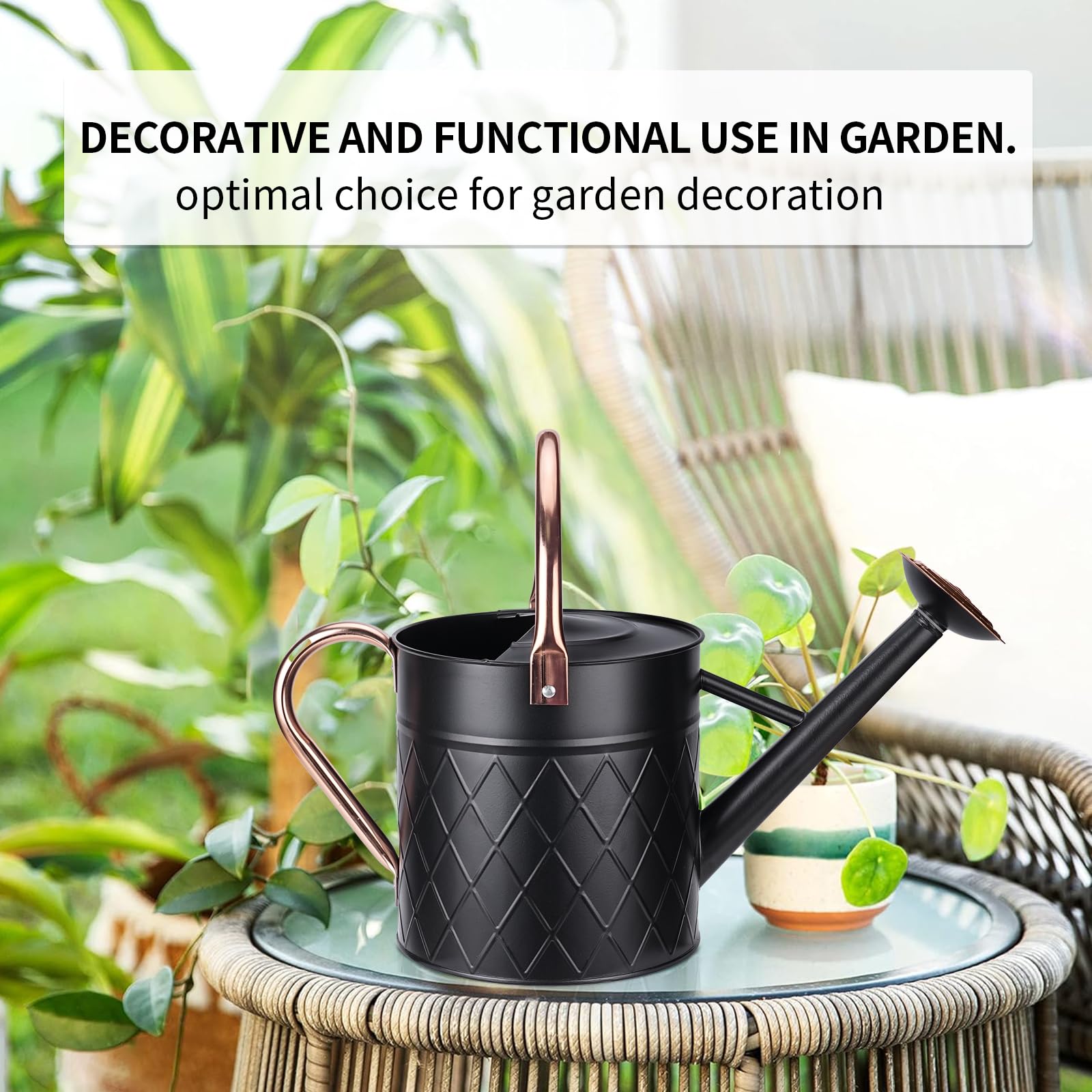 BLstyle watering can held by hand to show 1.75 gallon scale and easy portability