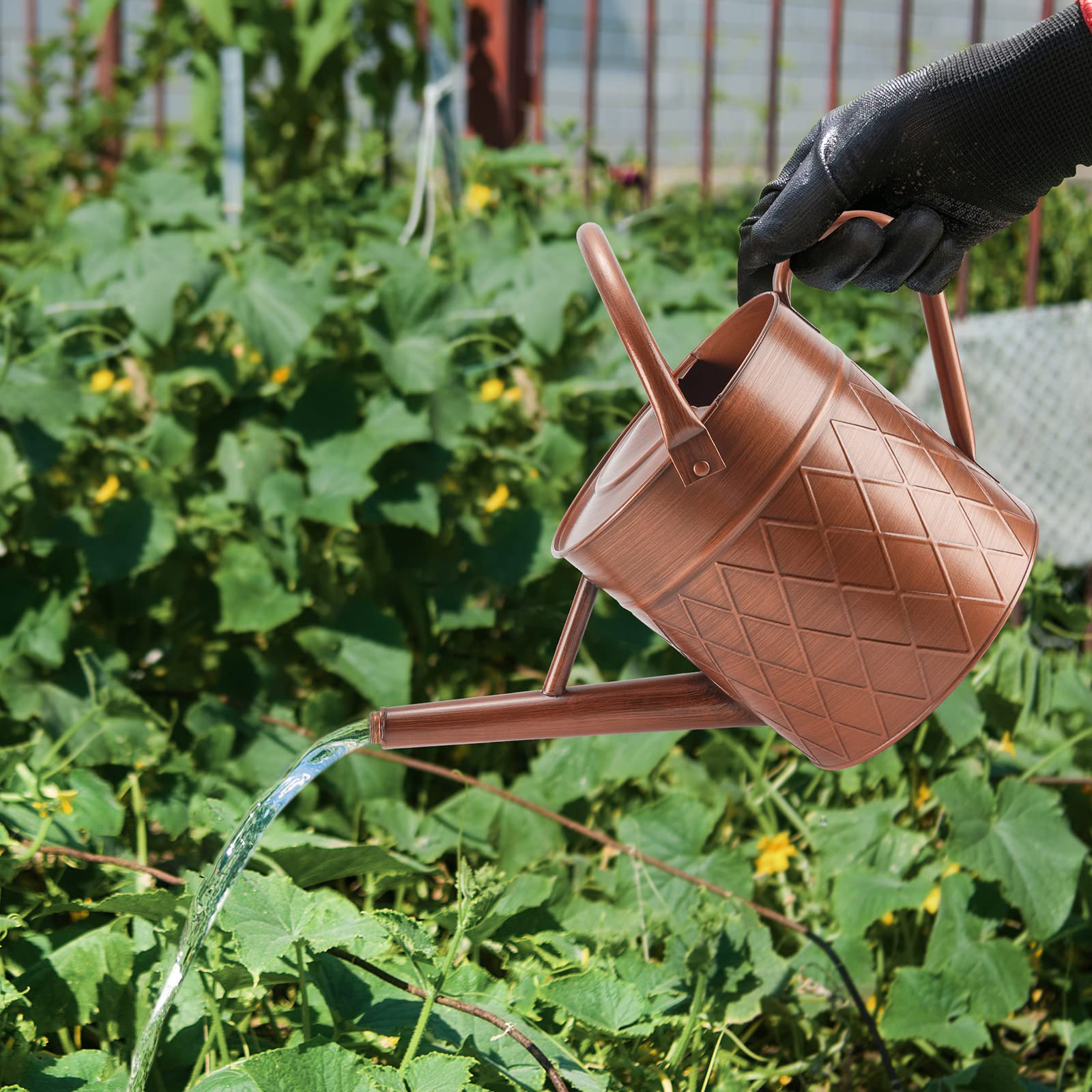 BLstyle watering can styled on a patio to add decorative appeal and garden charm