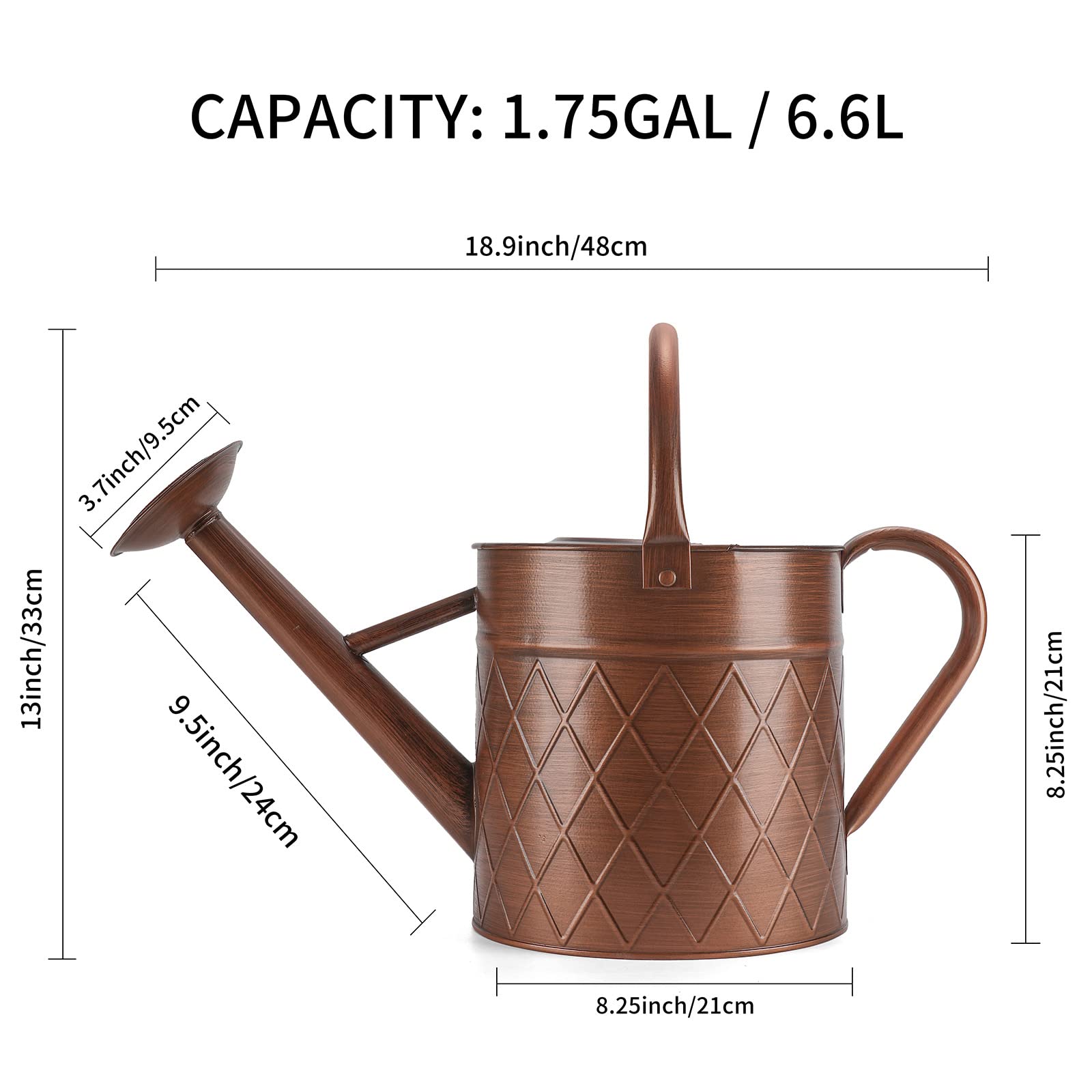 BLstyle size comparison beside a planter to show 1.75 gallon capacity and scale