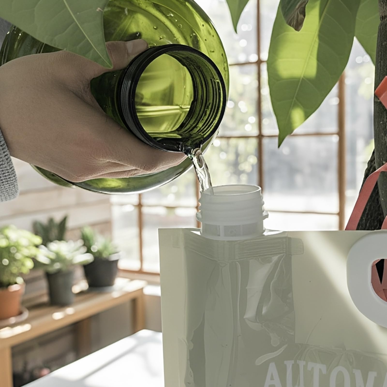 BLUASPAY hanging bag above pot showing size and scale for correct placement