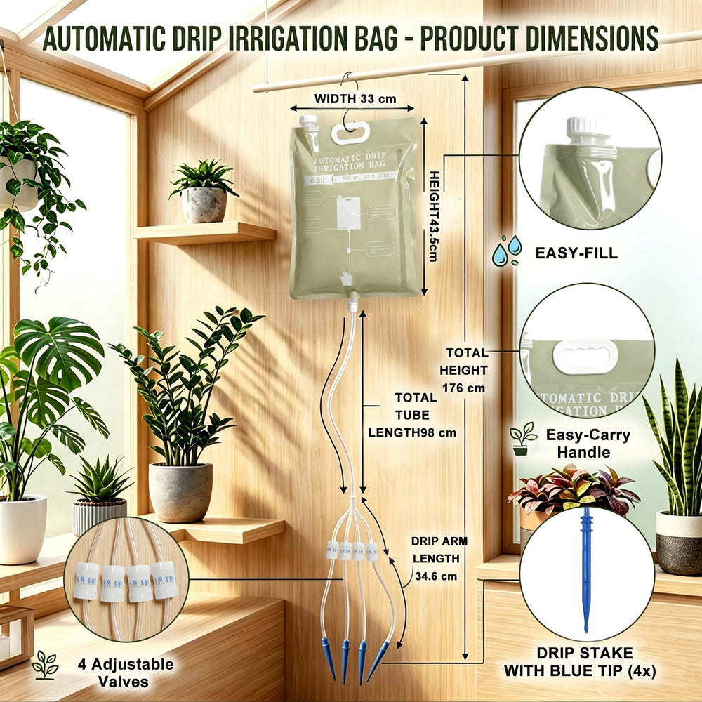 BLUASPAY indoor setup with bag over houseplants illustrating tidy, low-maintenance care