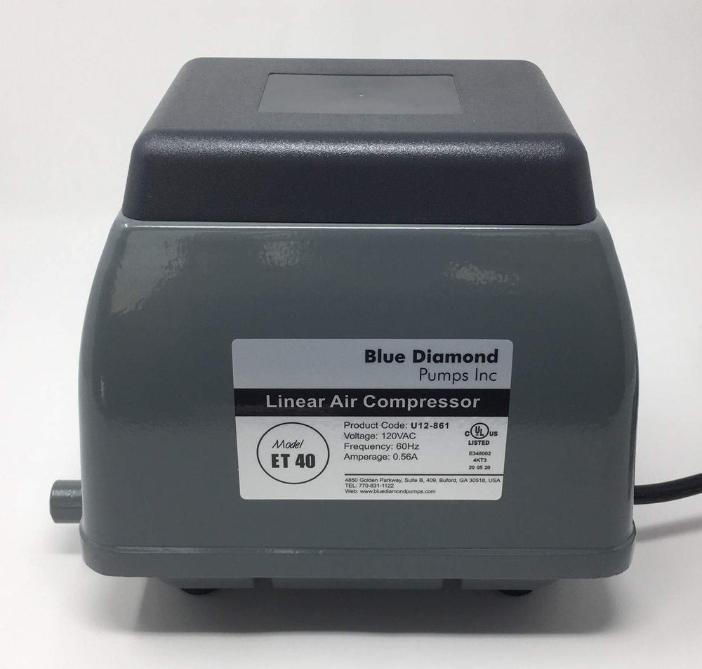 Blue Diamond Pumps ET40 top connector detail highlighting 0.55 inch OD fitting for easy hookup