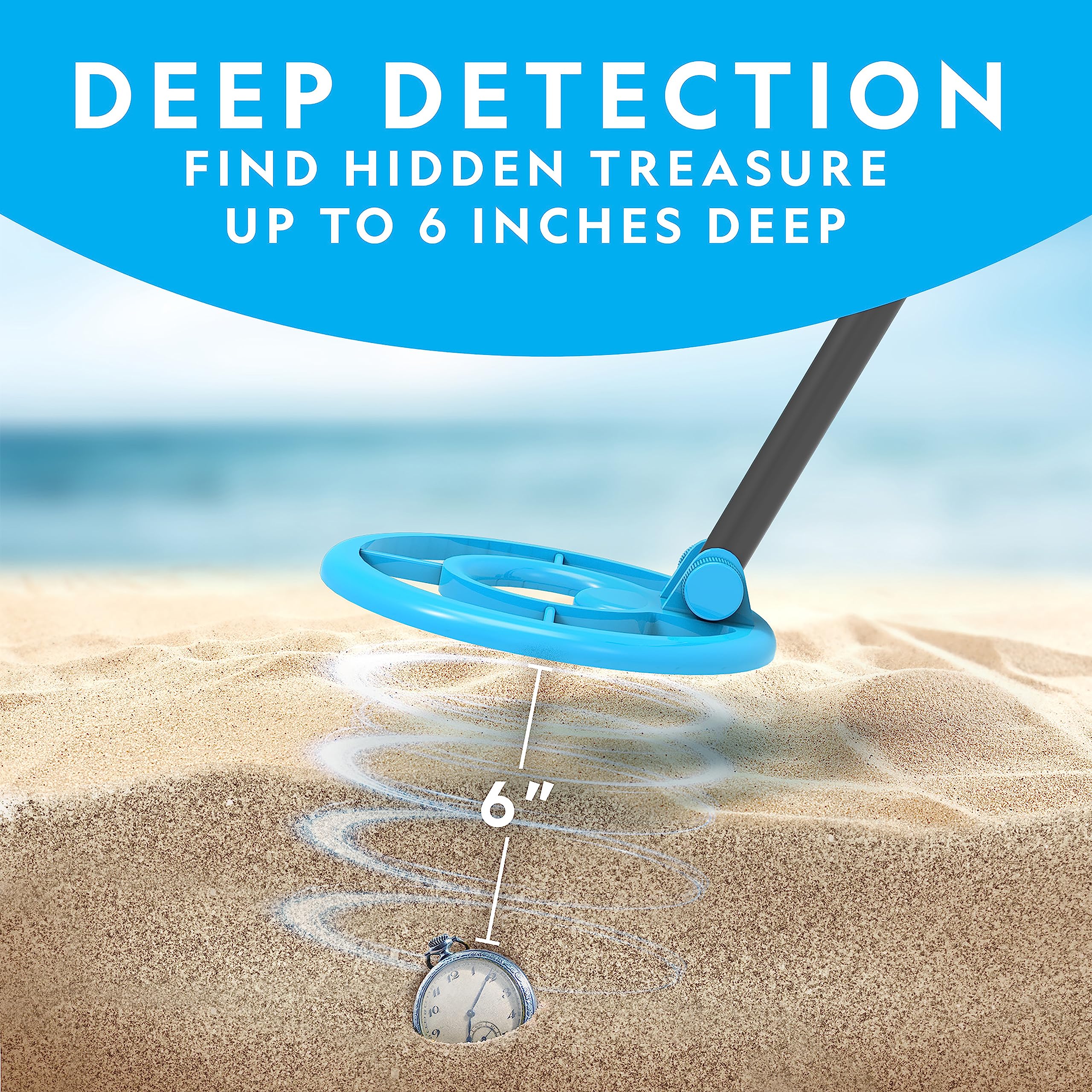 Blue Marble detector in use on beach showing supervised digging