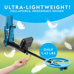 Blue Marble telescoping shaft adjusted to child height for comfort
