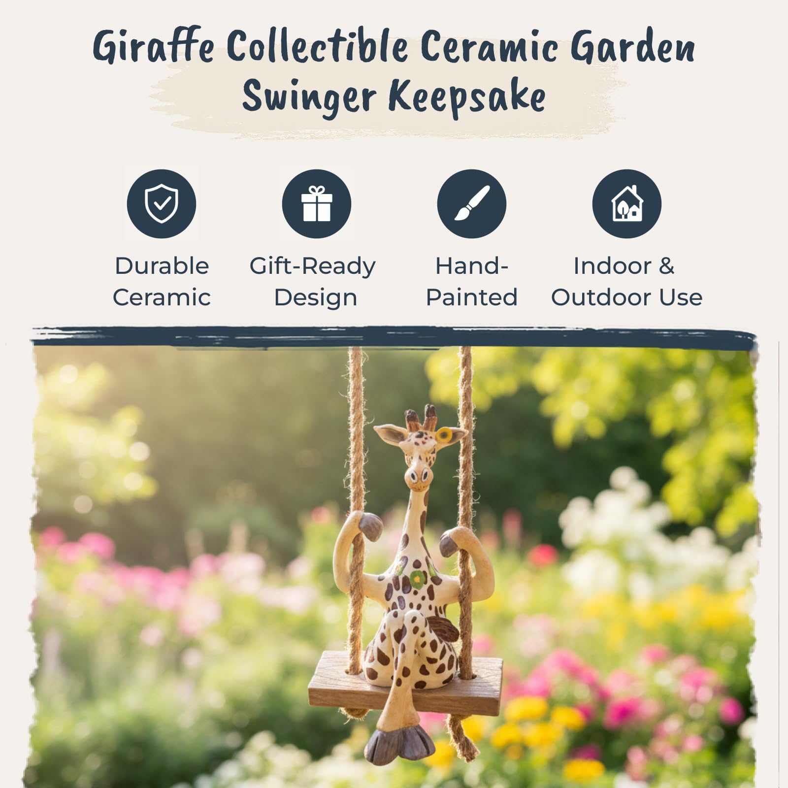 Blue Sky Clayworks giraffe beside books to show scale and tabletop suitability