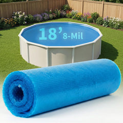 Blue Wave front view of 18-foot round solar cover showing full top surface and color benefit