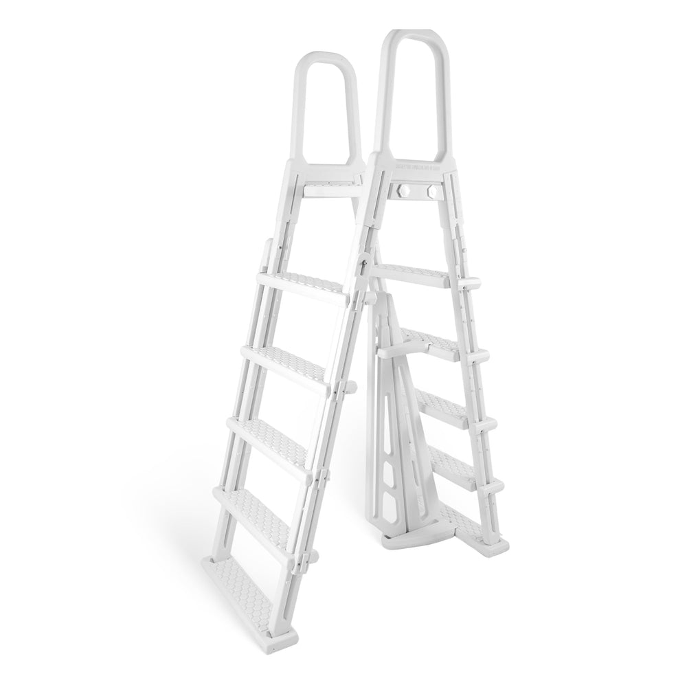Blue Wave front view of A-frame ladder showing stability and wide base benefit