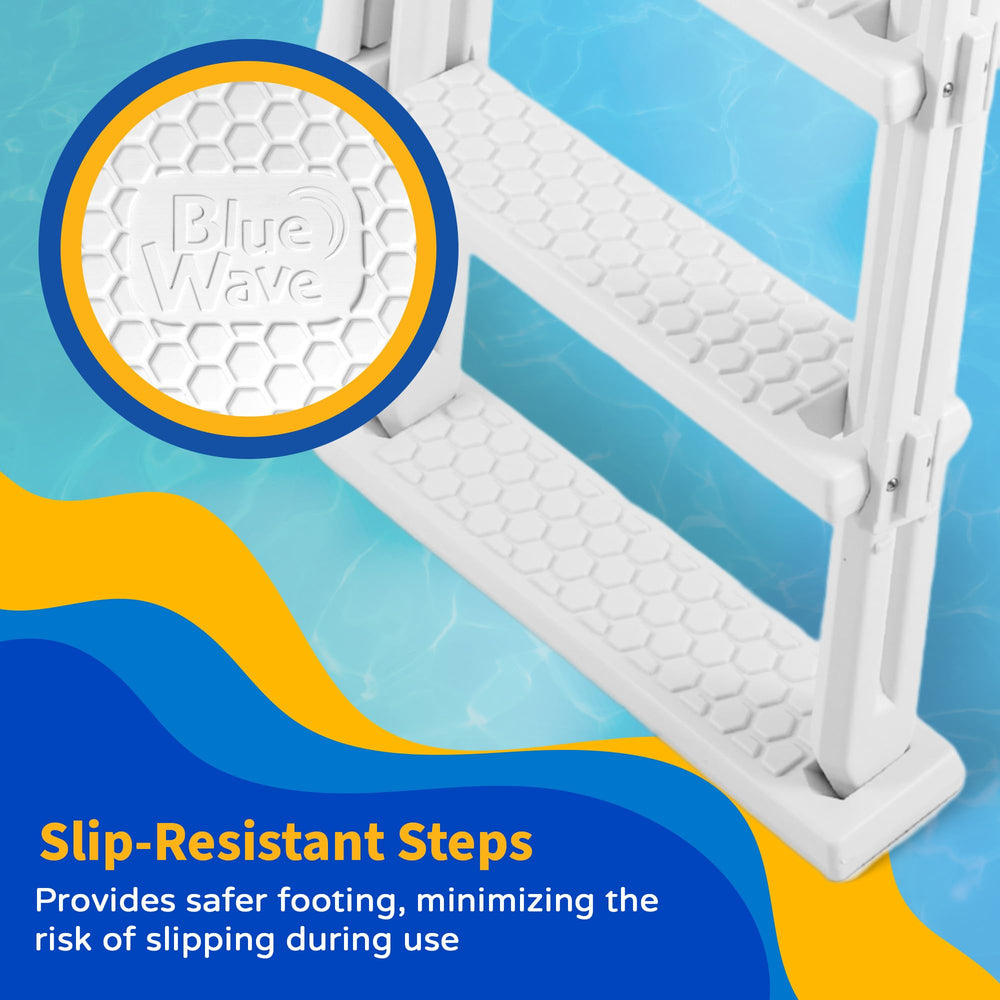 Blue Wave anti-entrapment barrier under ladder reducing entrapment risk benefit