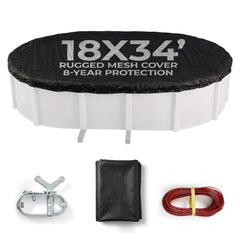 Blue Wave front view of full 18x34 oval cover showing secure protection