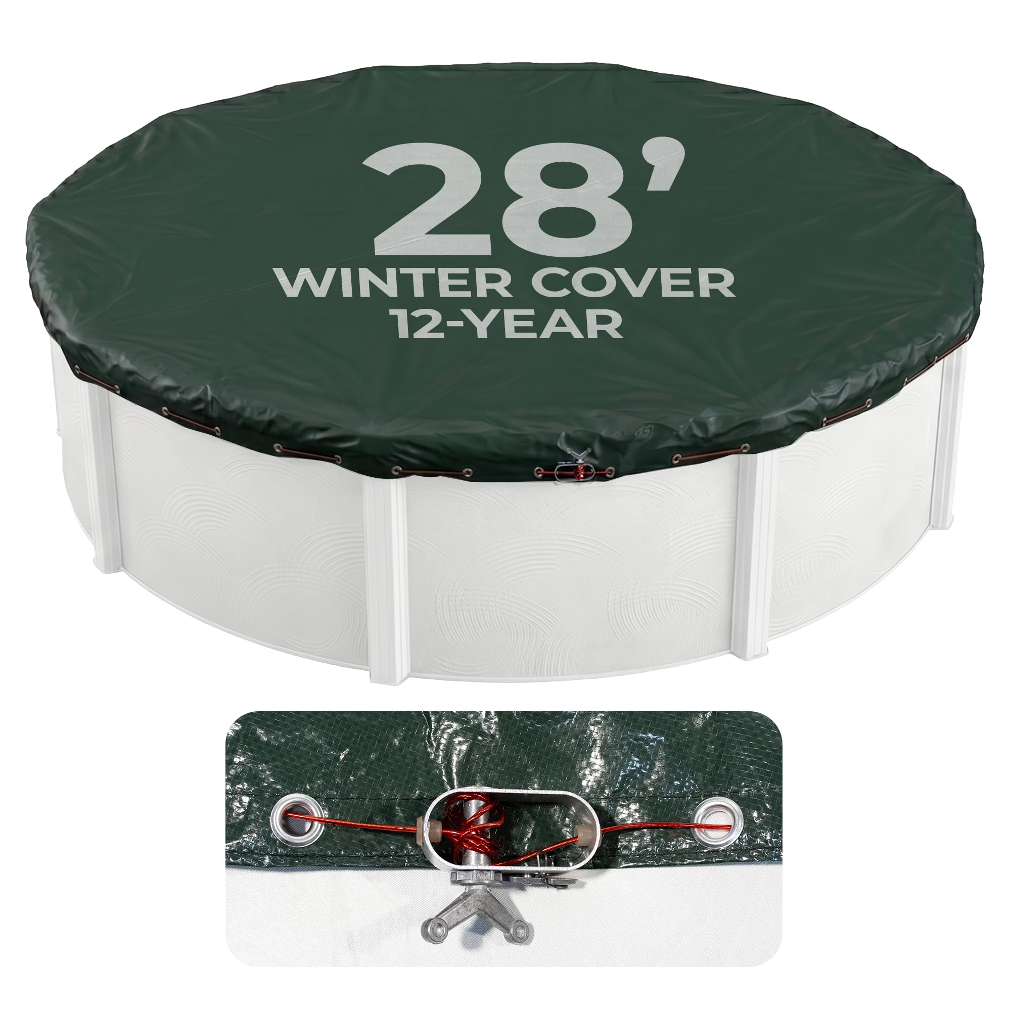 Blue Wave Arctic Armor front view showing full green cover protecting pool
