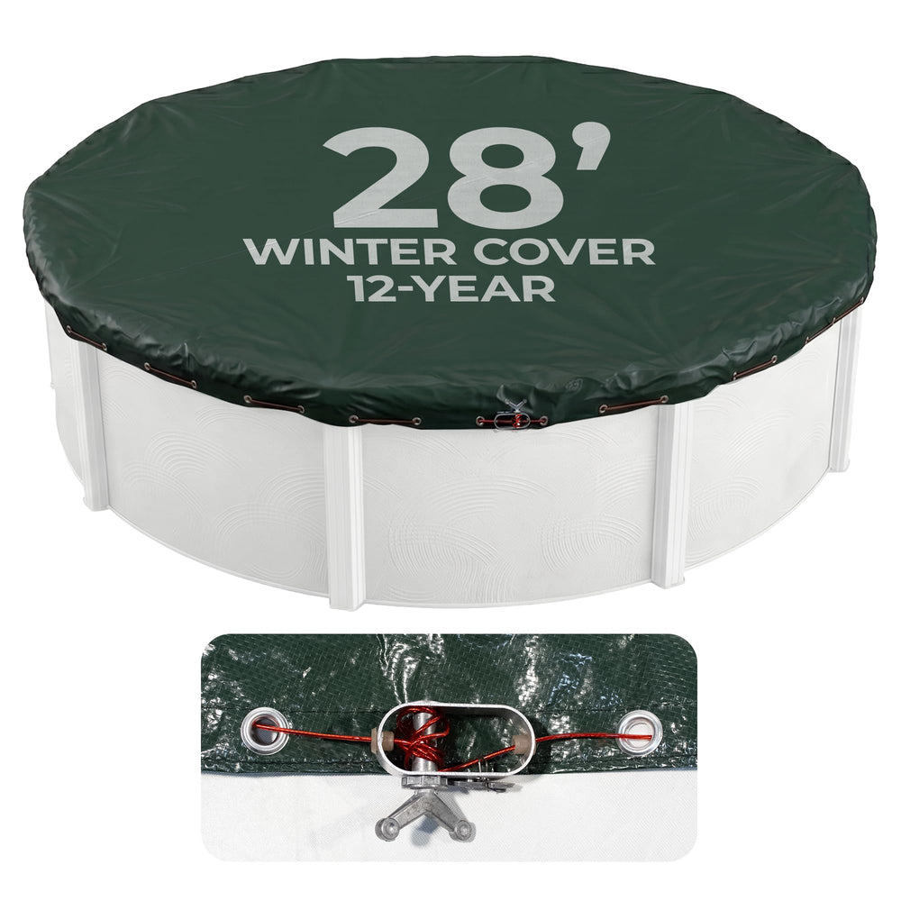 Blue Wave Arctic Armor front view showing full green cover protecting pool