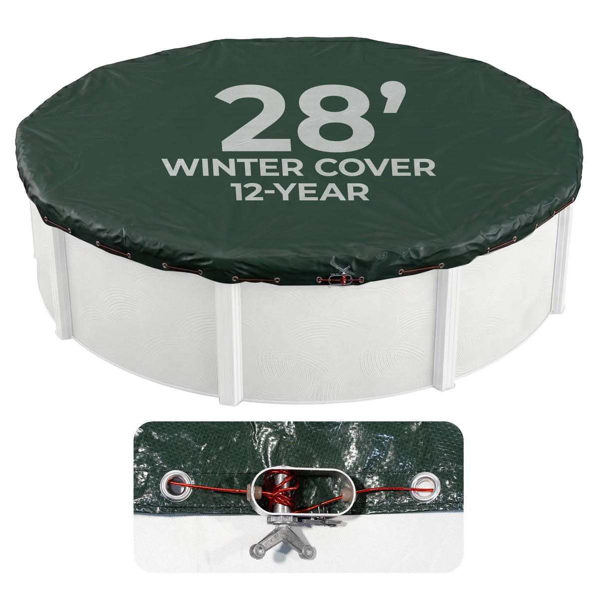 Blue Wave Arctic Armor front view showing full green cover protecting pool