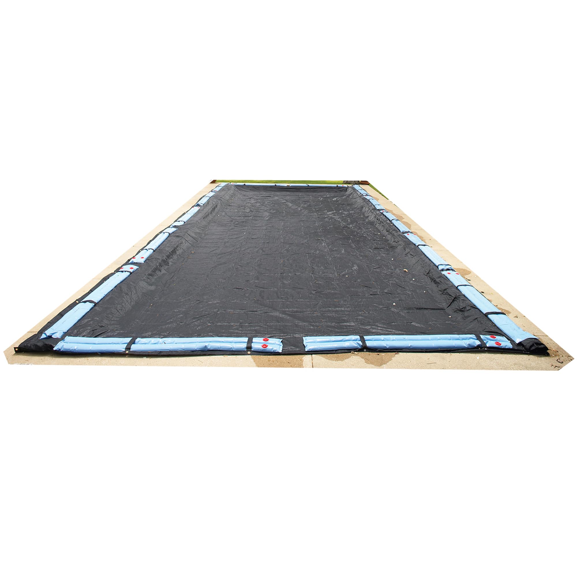 Blue Wave full cover on pool showing clean barrier benefit