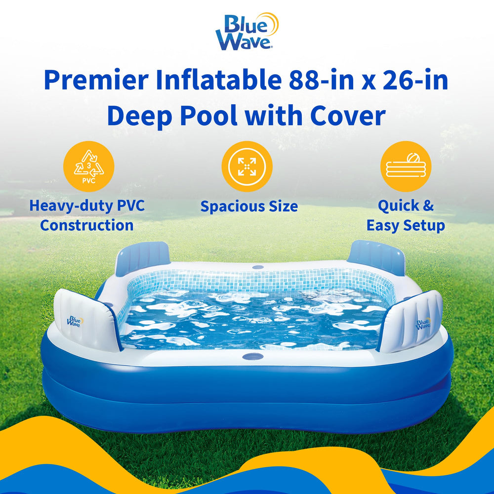 Blue Wave close-up of cushioned built-in seats and cup holders for comfortable lounging