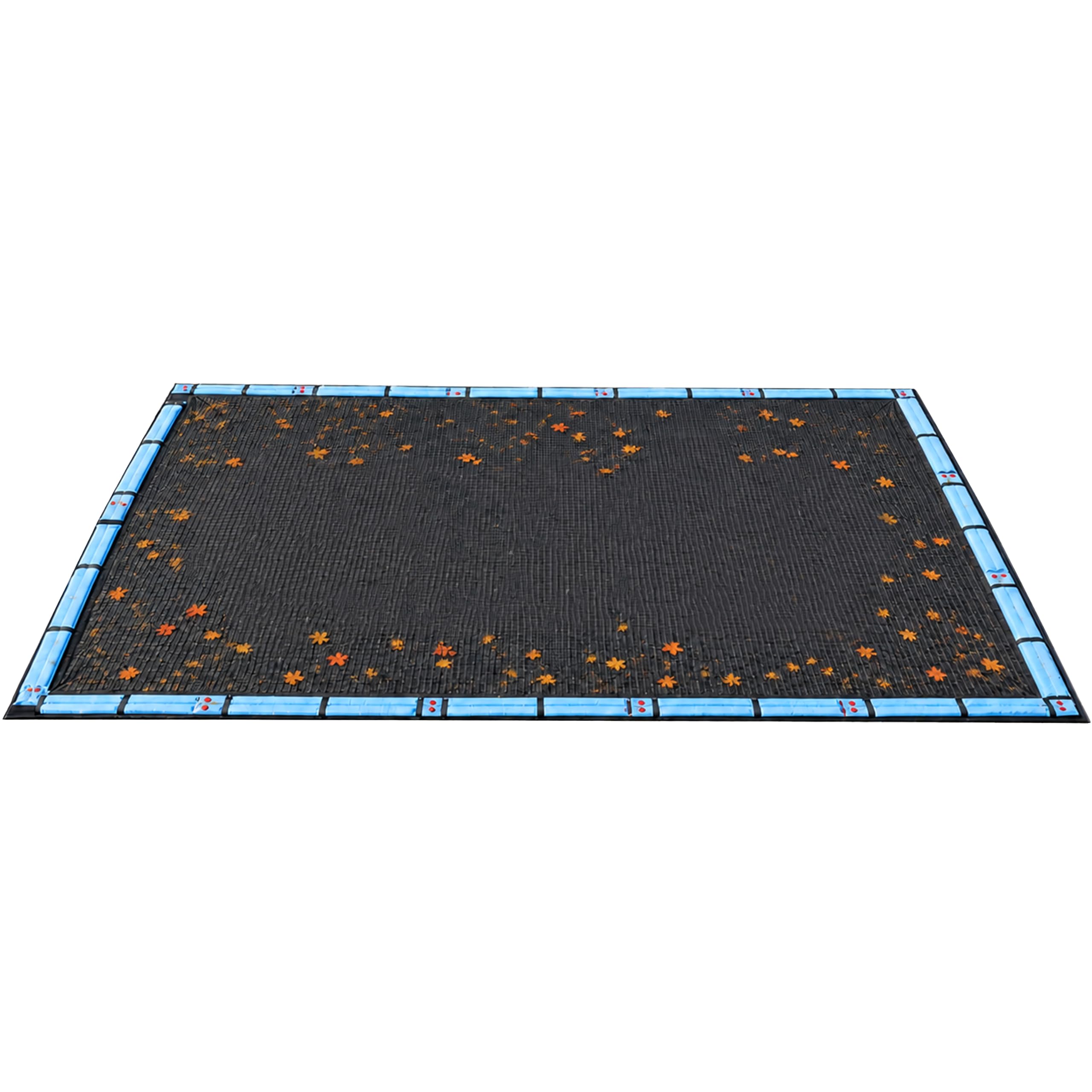 Blue Wave front view of black leaf net showing full cover and overlap benefit