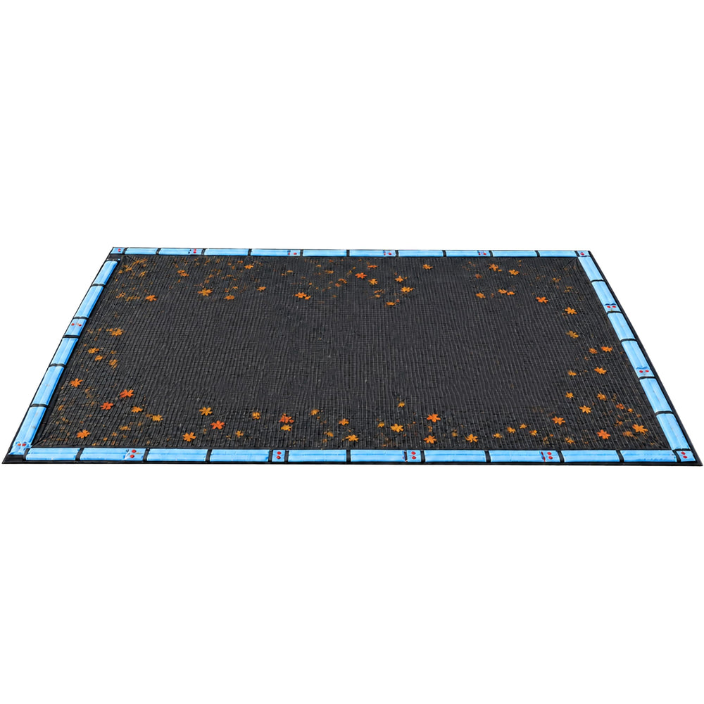 Blue Wave front view of black leaf net showing full cover and overlap benefit