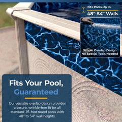 Blue Wave overlap installation demo showing liner folded over steel wall for simple DIY fit