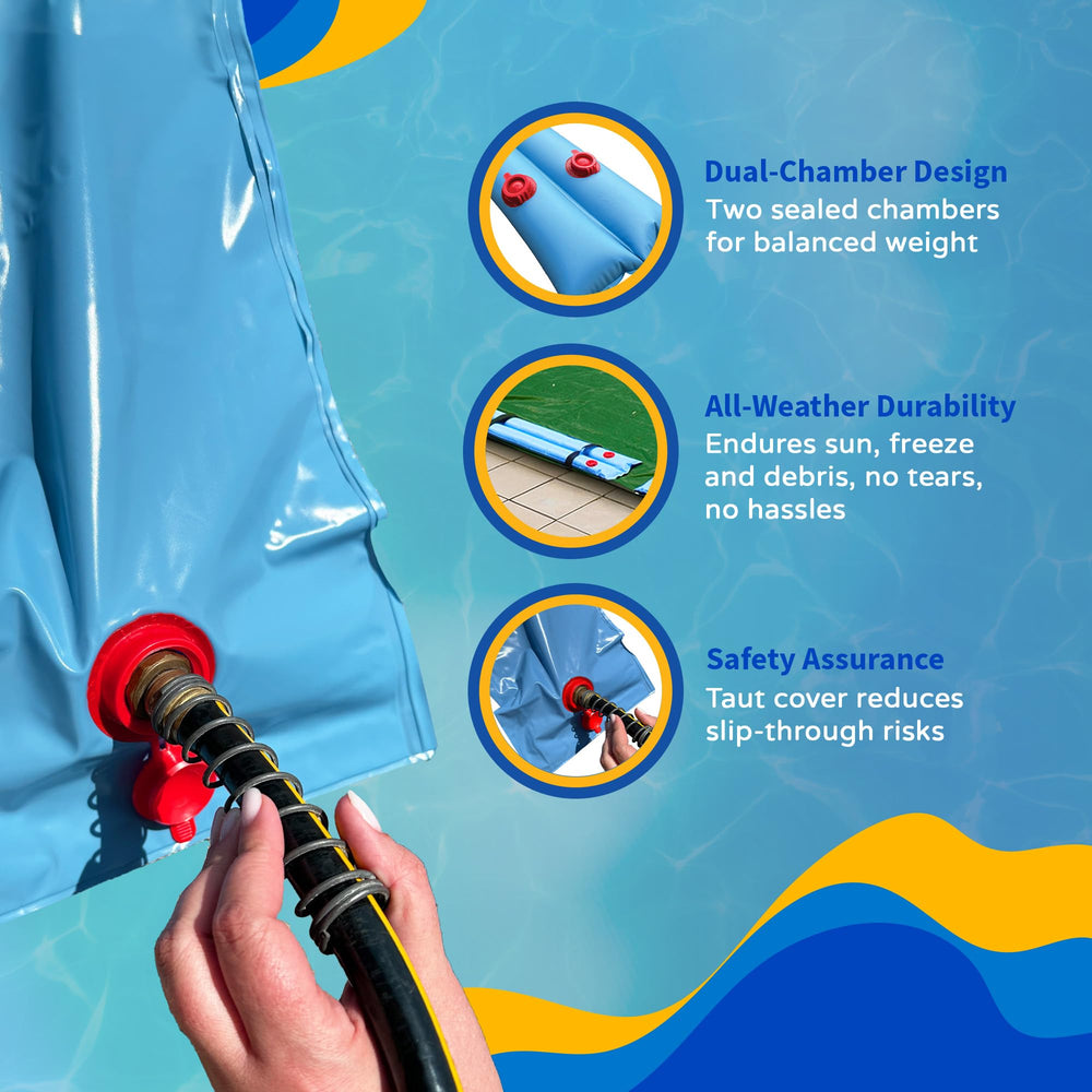Blue Wave tube bending around pool corner for secure, conforming fit