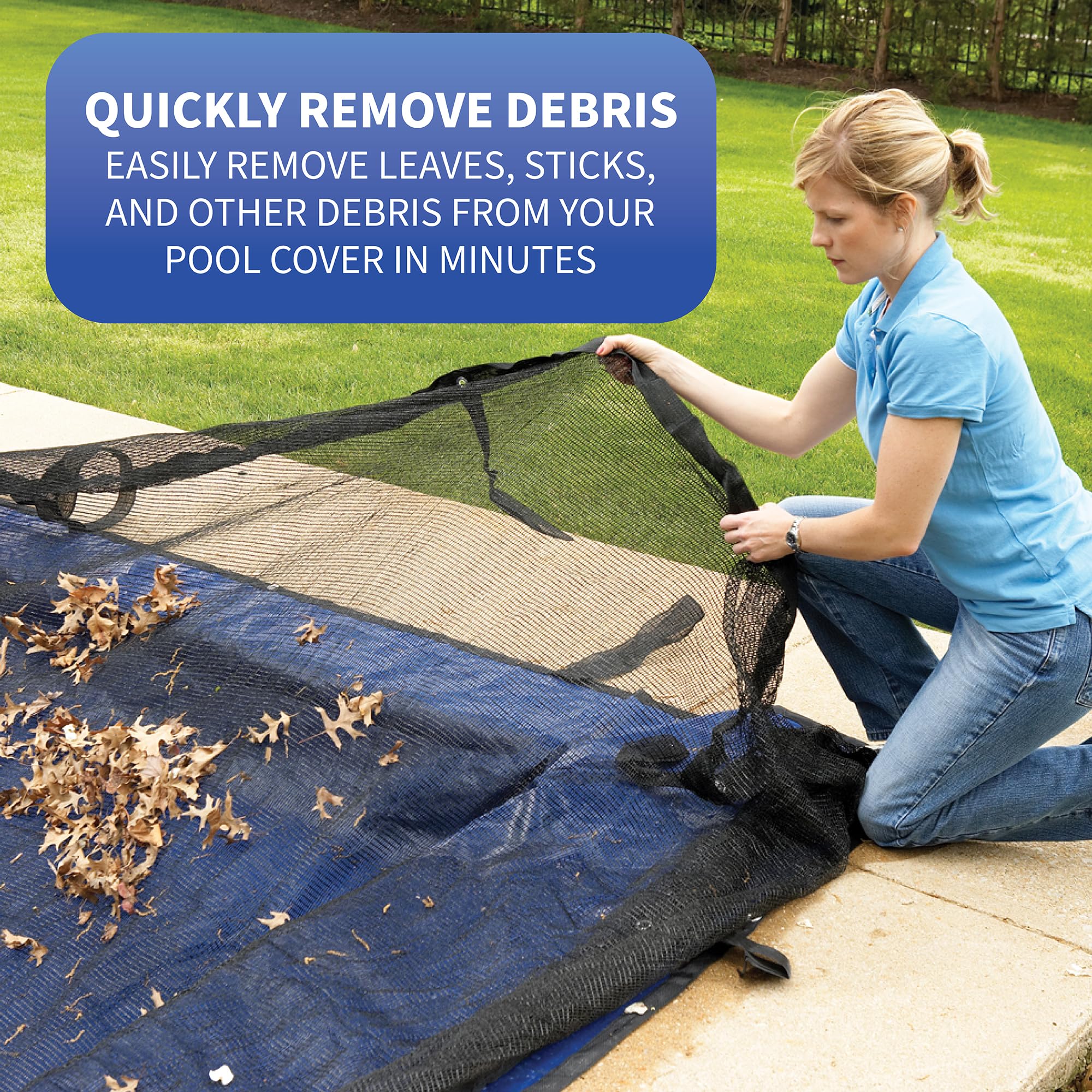 Blue Wave folded net and storage showing compact packing and easy seasonal storage benefit