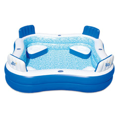 Blue Wave front view of family pool showing roomy layout and square shape for family fun