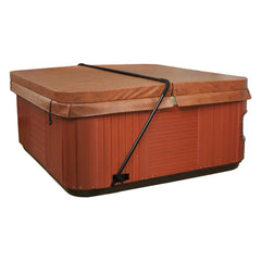 Blue Wave front view of black spa cover lift showing compact profile and easy use