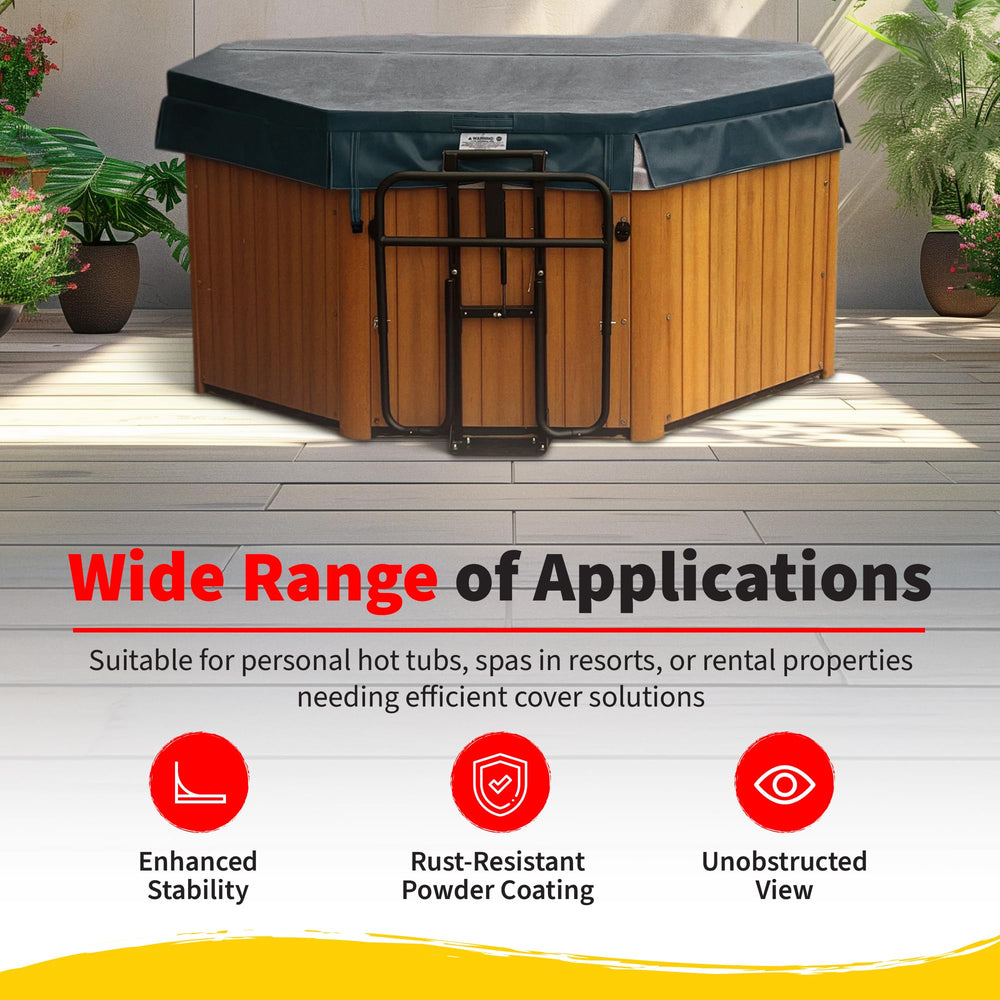 Blue Wave Heatwave lifting a hot tub cover showing reduced user strain benefit
