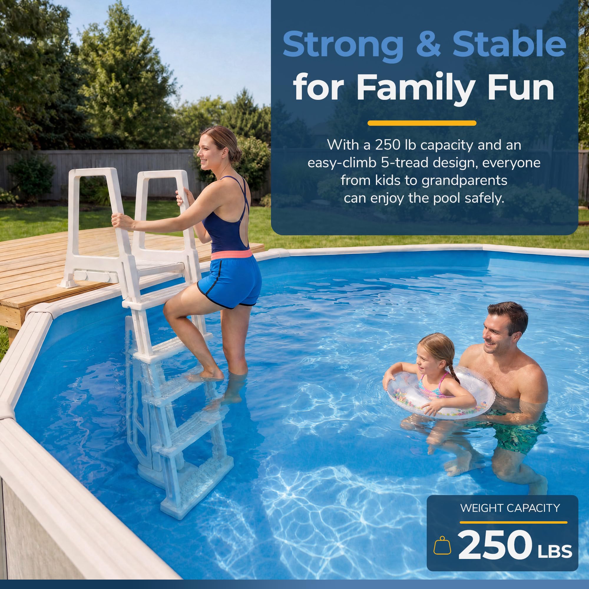 Blue Wave hollow leg with pea gravel for anchored ladder stability