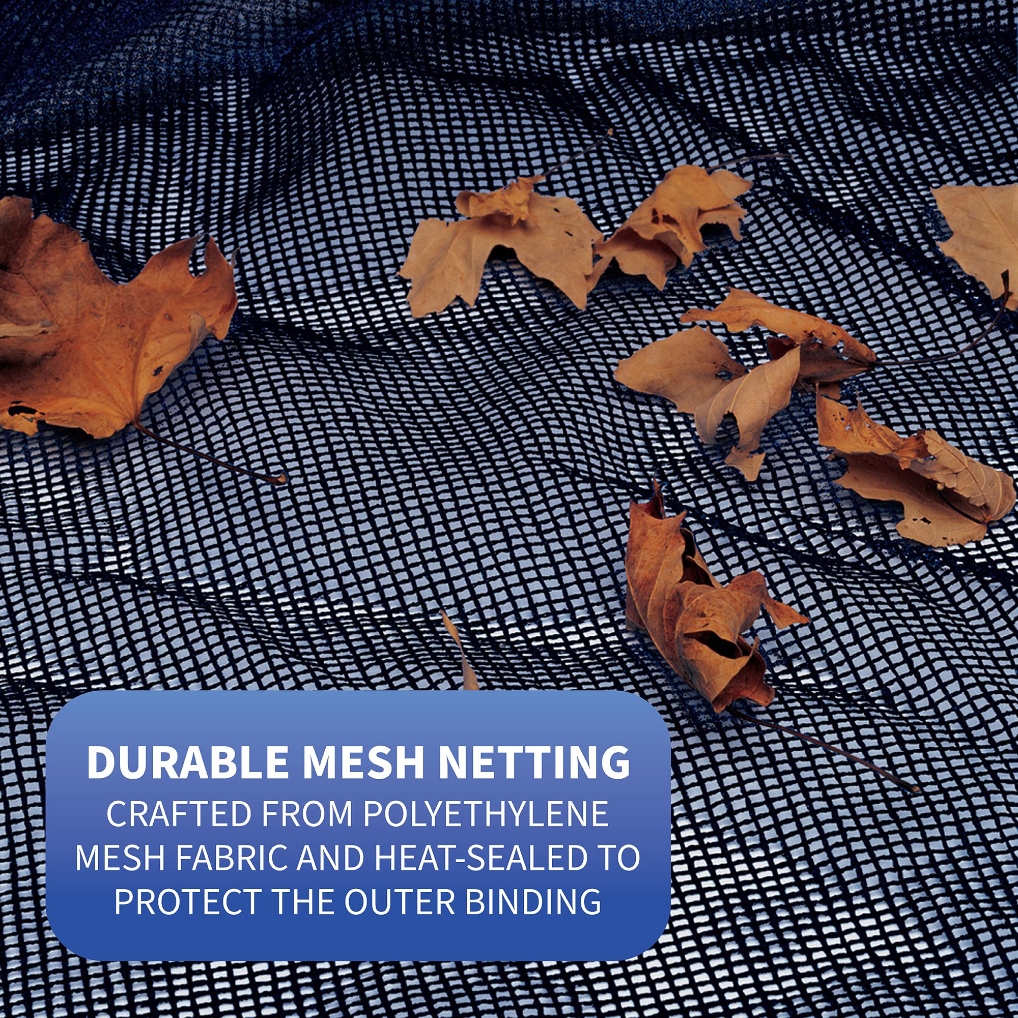 Blue Wave installed leaf net over winter cover letting rain drain and reducing weight