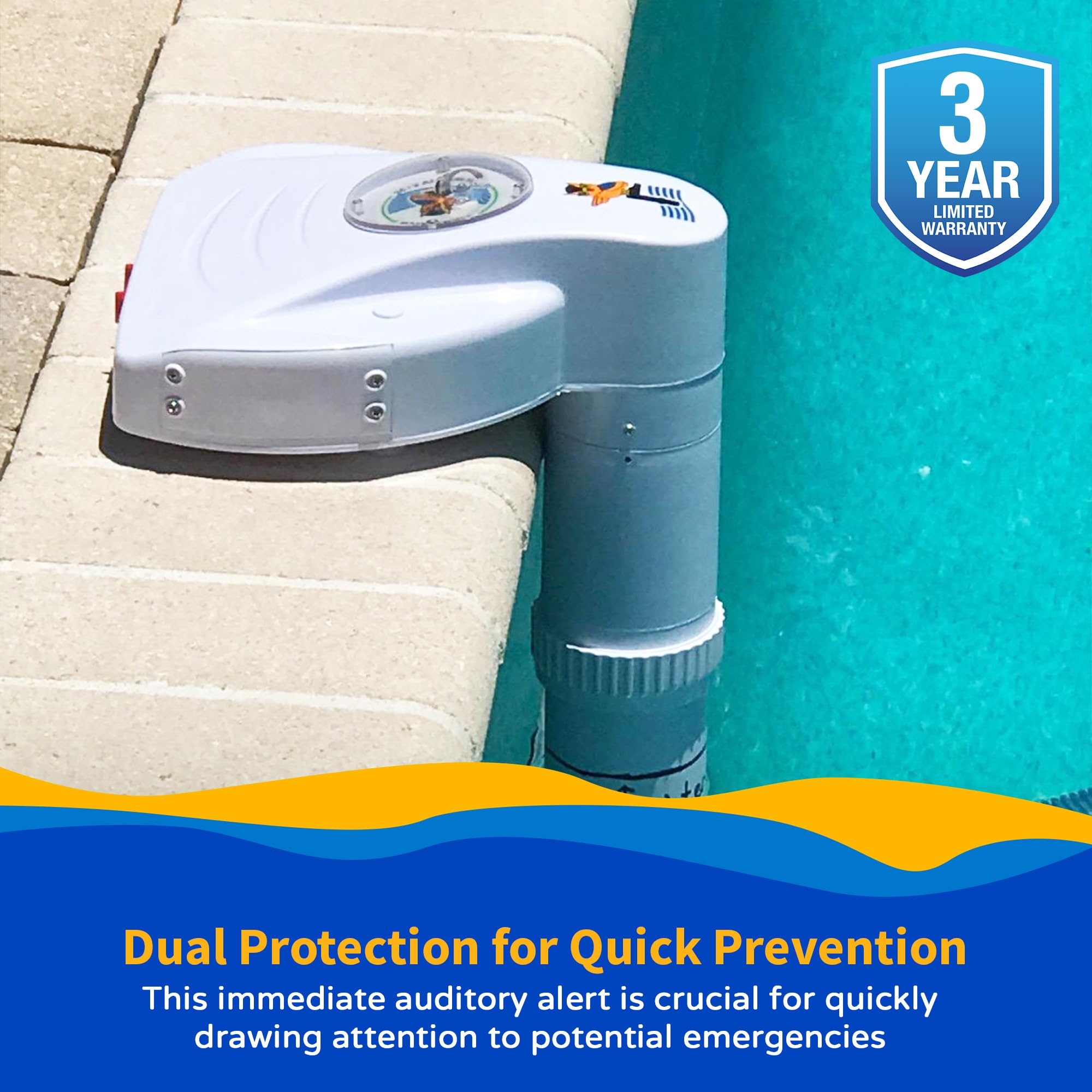 Blue Wave sensor installed on pool rail demonstrating quick, secure mounting